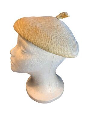 Clover Lane Ladies Beret Ivory Hat Size 22 Vintage